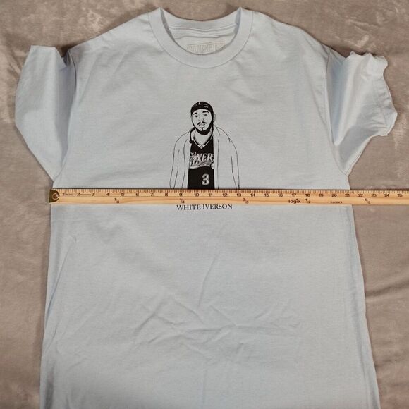 Superrradical Post Malone White Iverson Logo T Shirt Mens L Music Blue - Picture 5 of 6